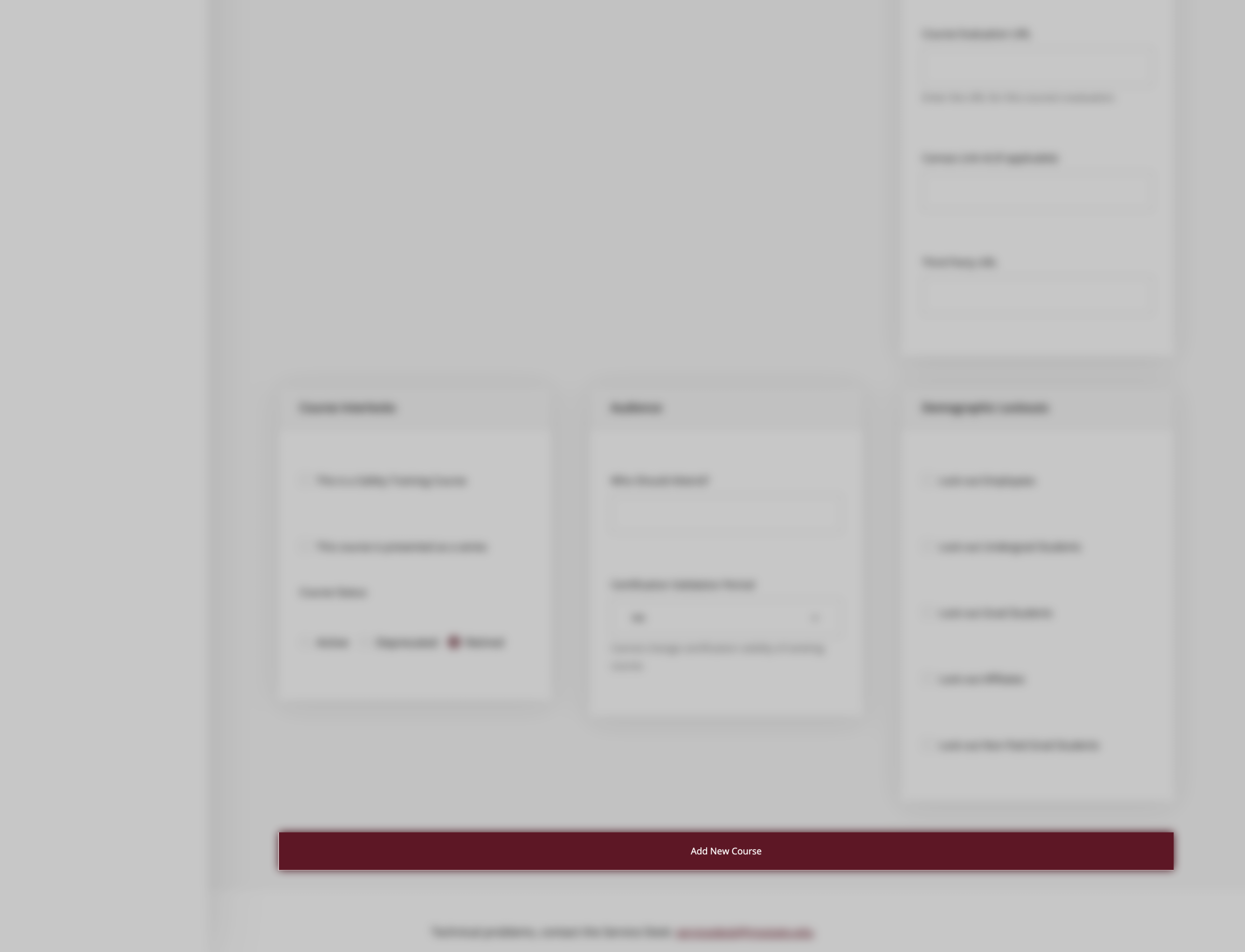 Add new courses page submit button