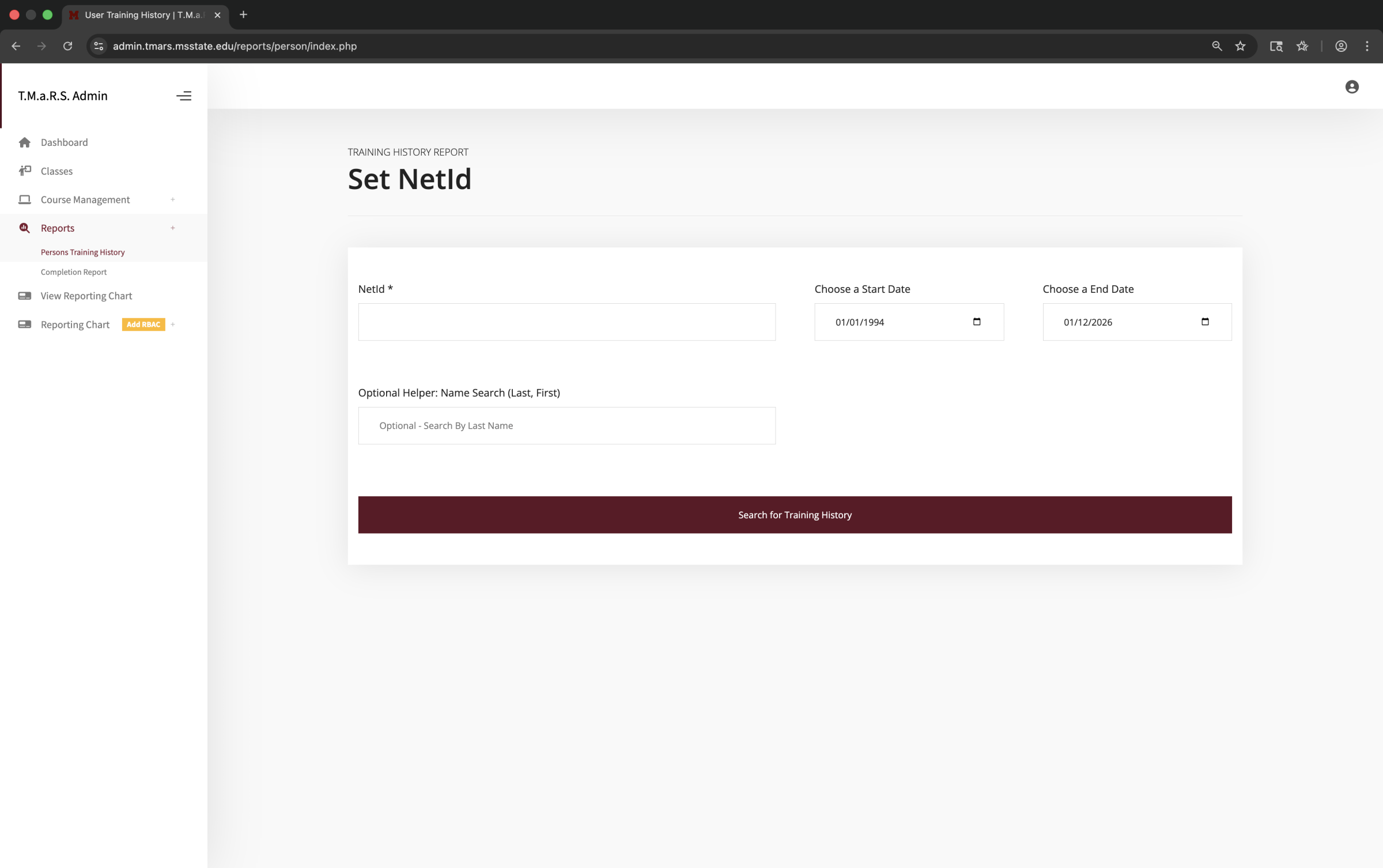 Reports Training Search