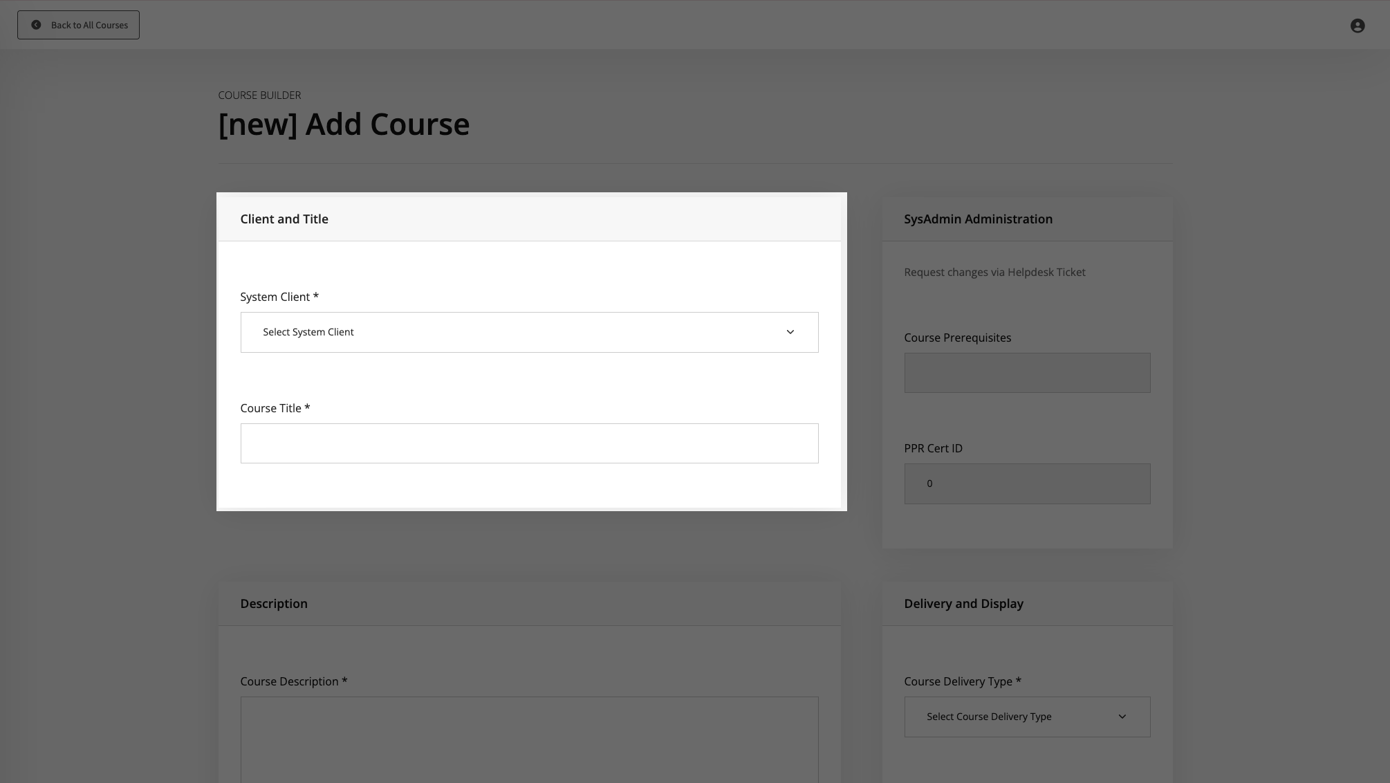 Add Course Title