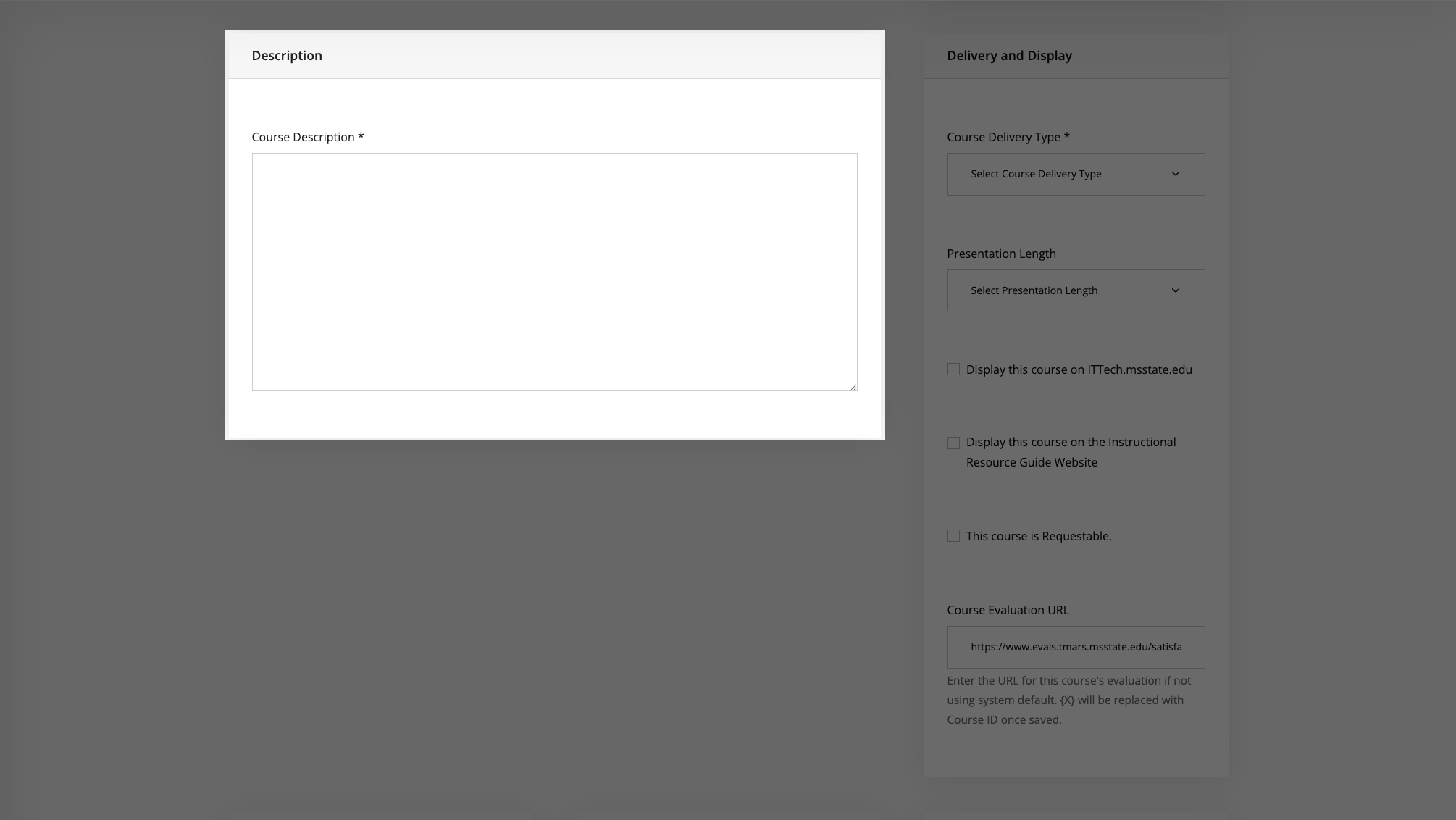 Add new course description section