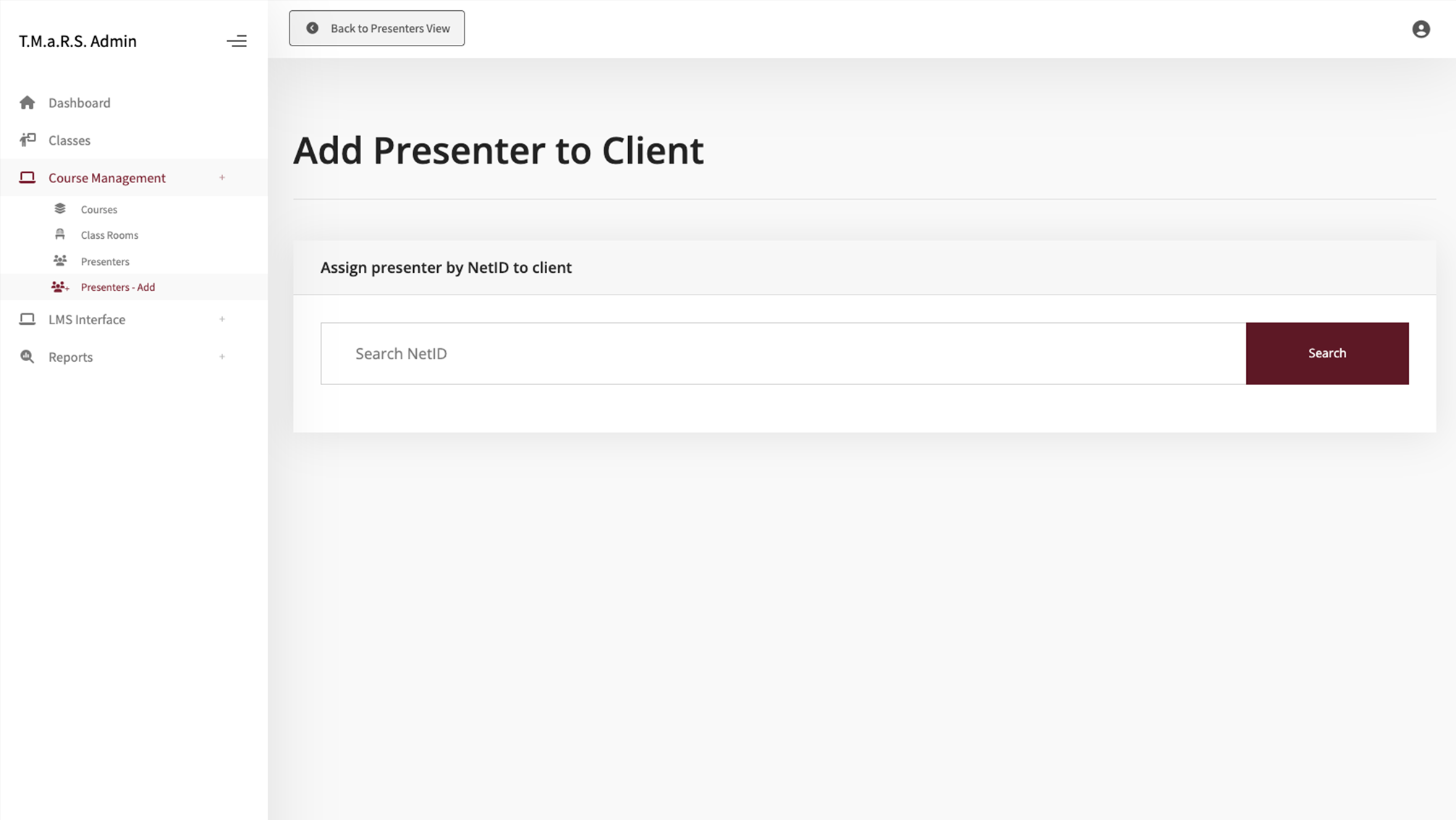 Add Presenters Page
