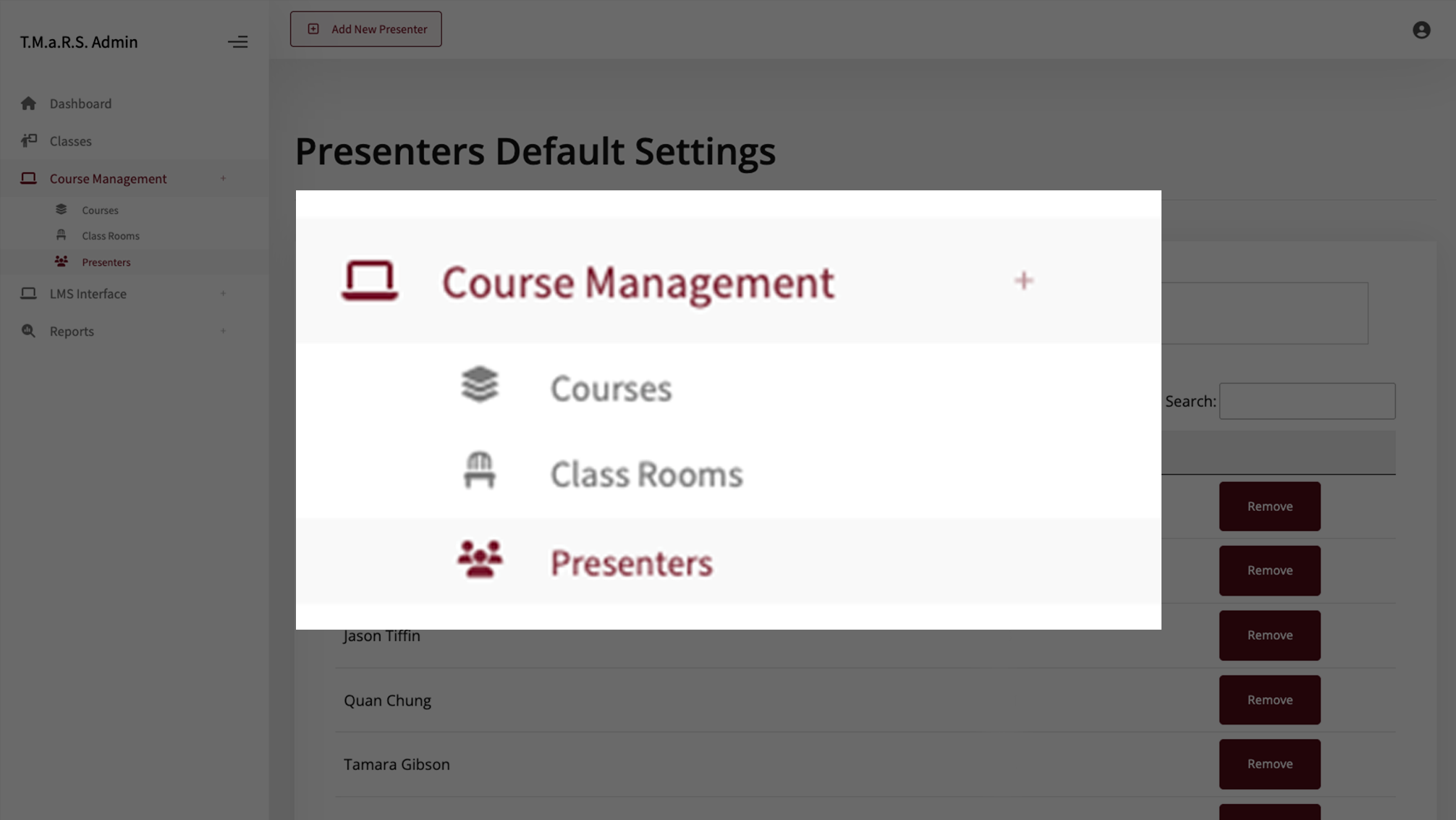 Presenters Page Sidebar Detail