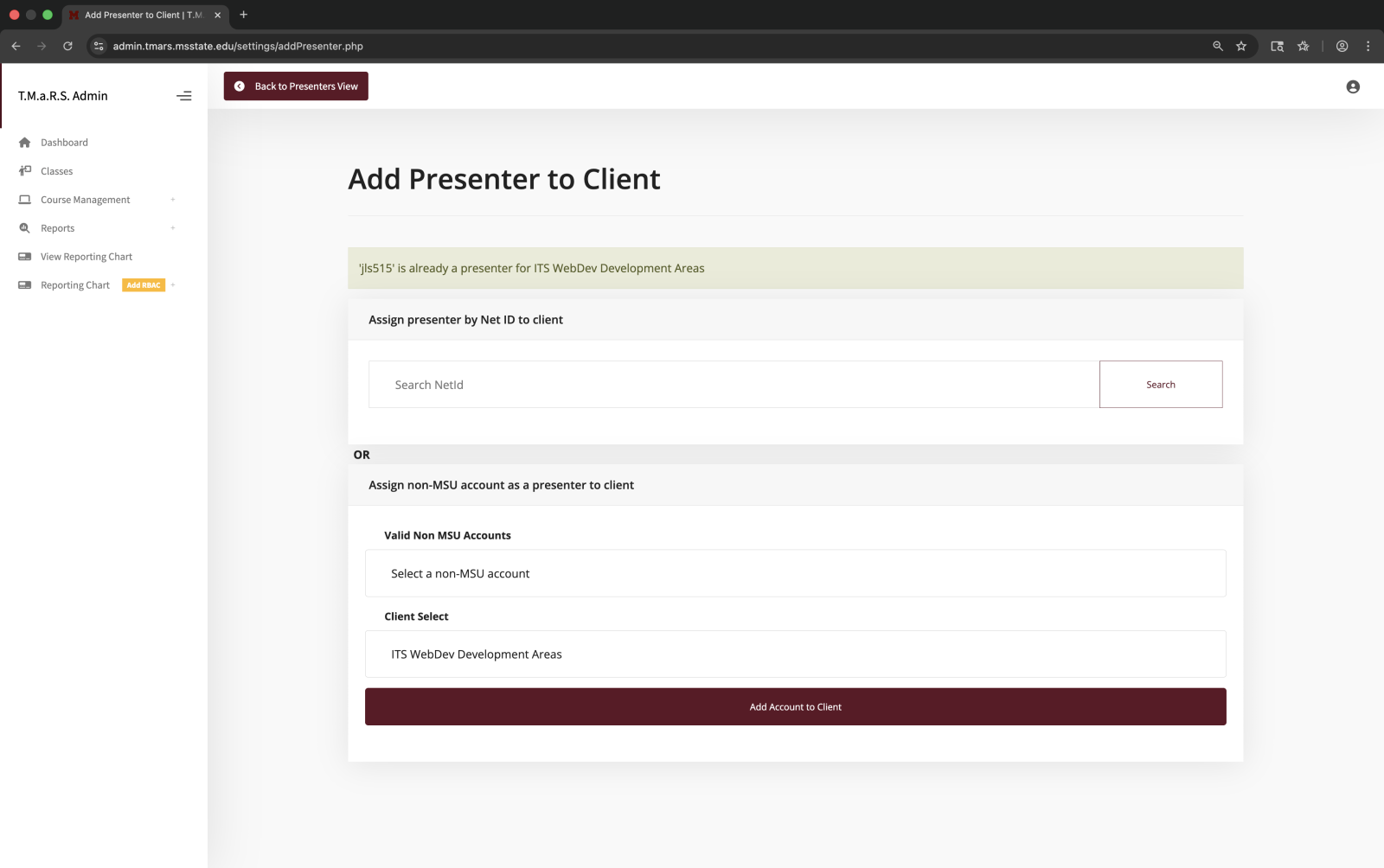 Add Presenter Success