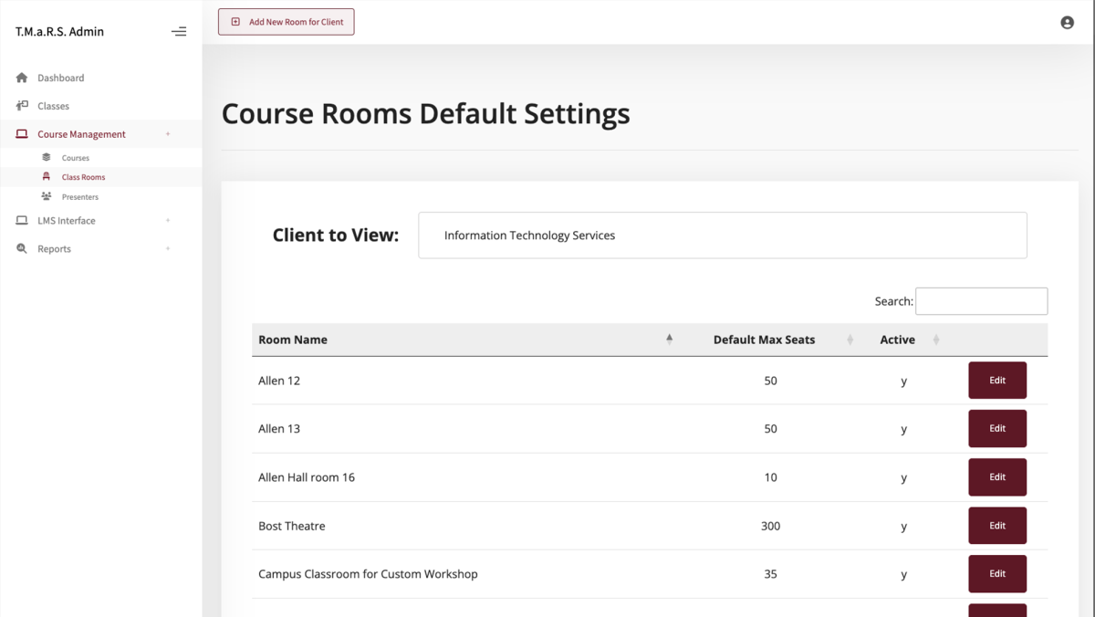 Classrooms main page